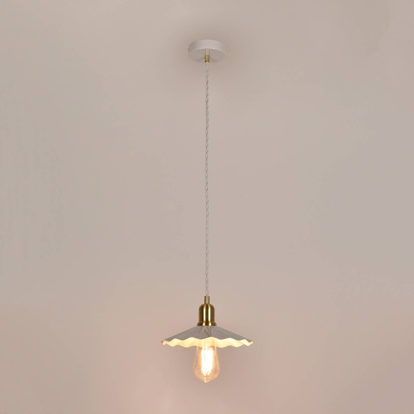 Żyrandol Suzette, biały, Ø 22 cm, metal