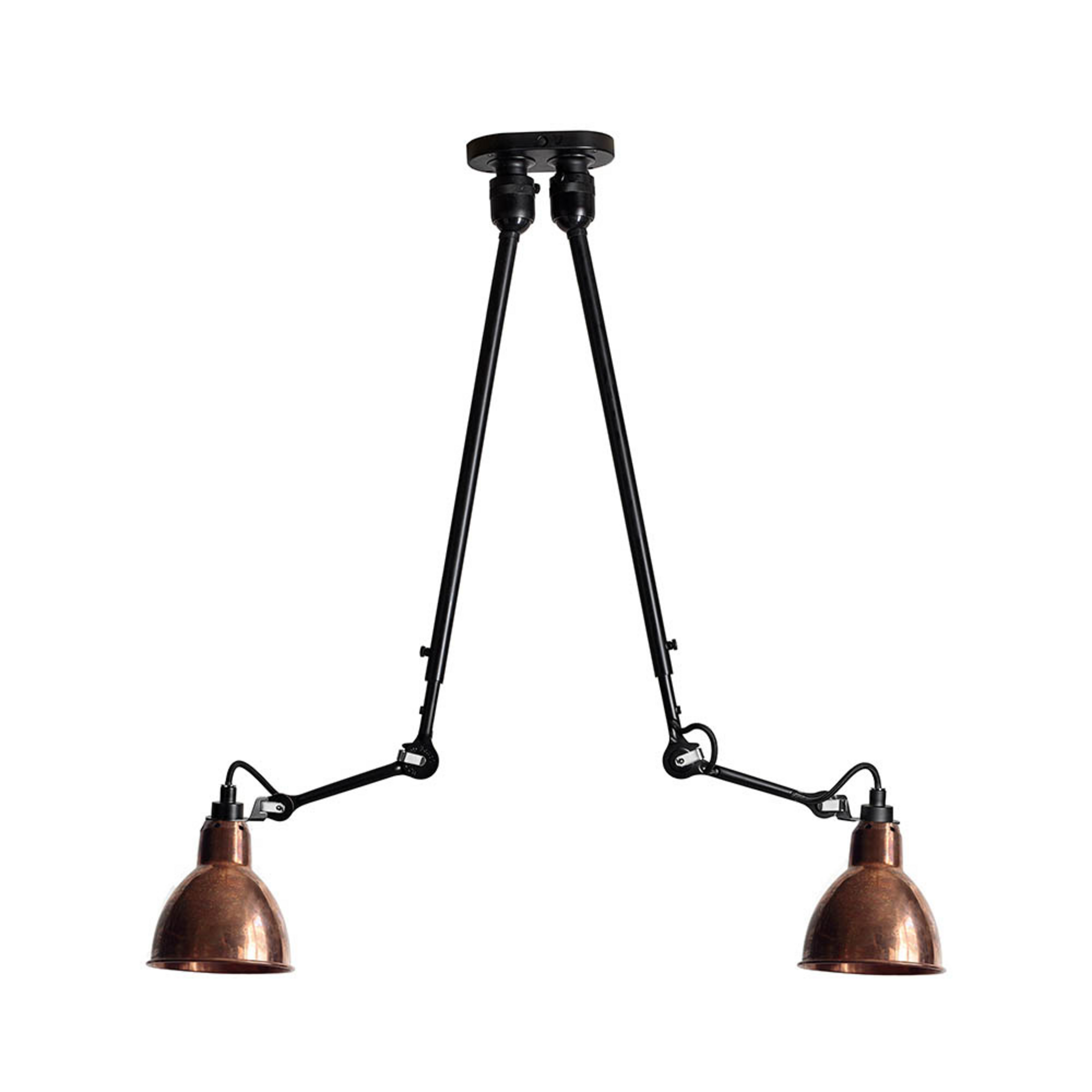 302 Doppio Plafoniera Nero/Rame Grezzo - Lampe Gras