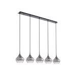 Lucande Suspension Jarven, à 5 lampes, noir, verre