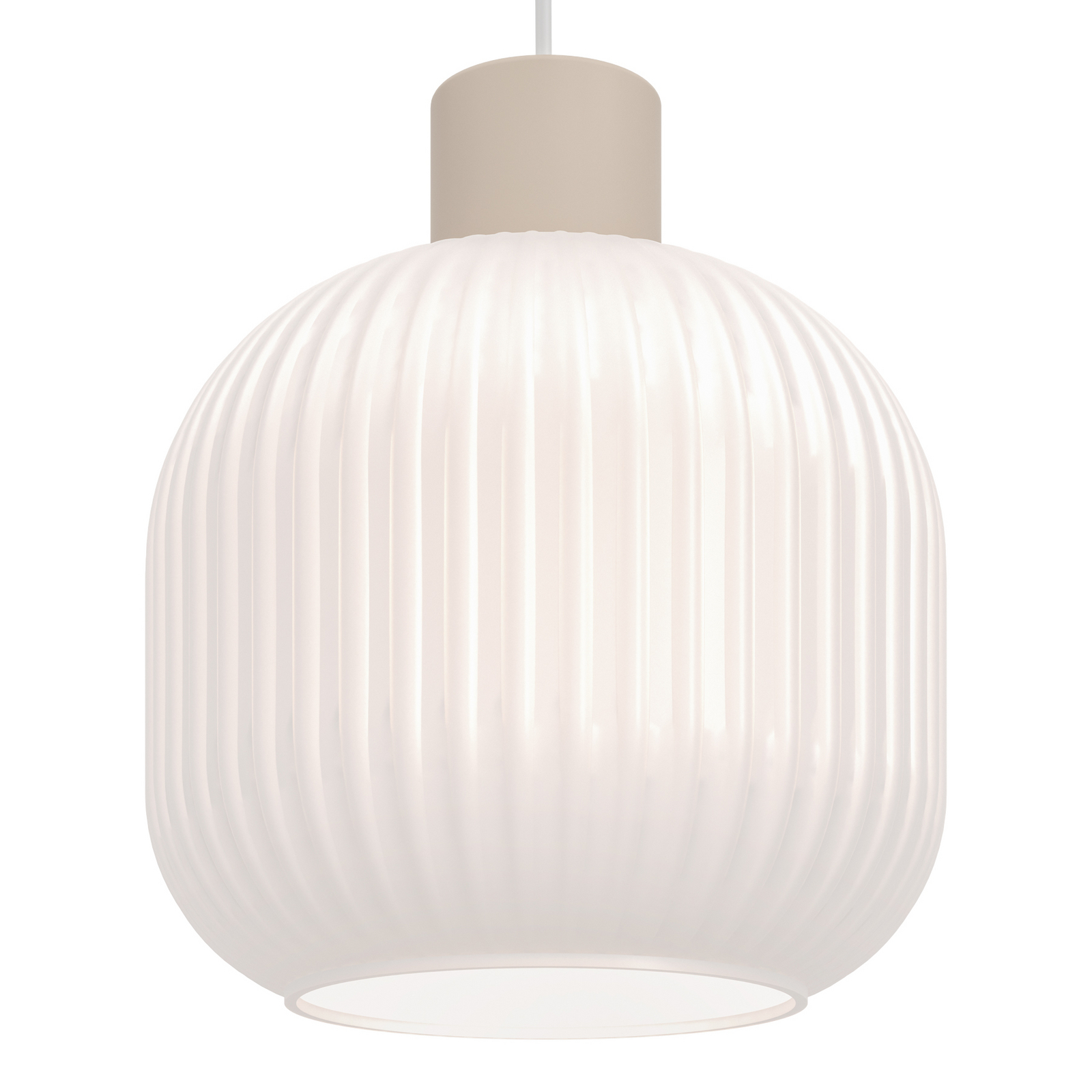Suspension Dasmina, Ø 20 cm, blanc/sable, verre, E27