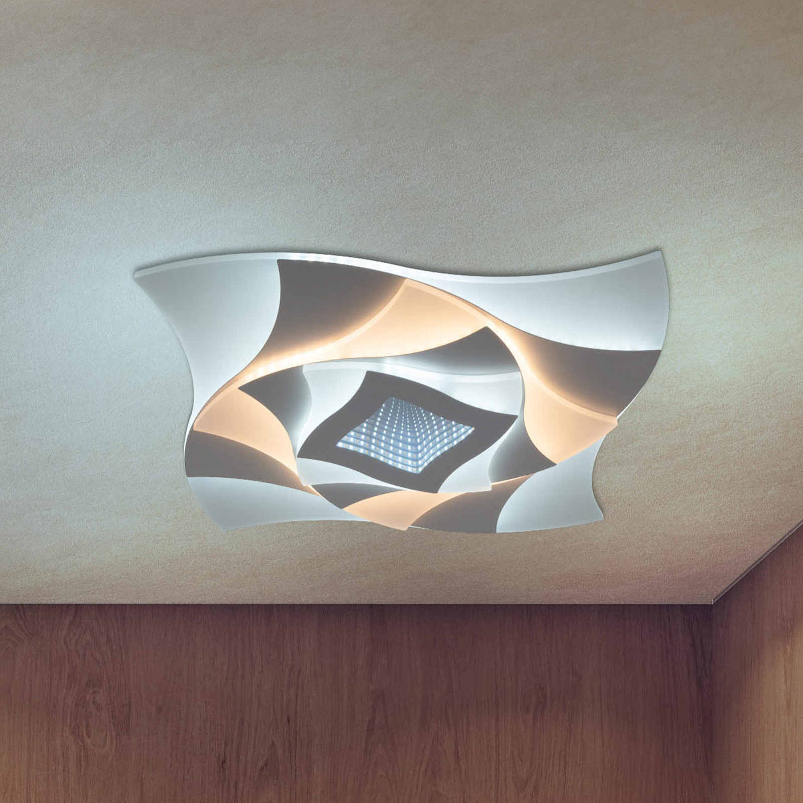 Näve Plafonieră LED Liora alb metal lungime 46 cm CCT 3D - Camera de zi / sufragerie - modern