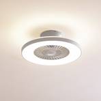 Stropný ventilátor Lindby Smart LED Paavo, sivý, tichý, Tuya