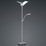 Dual LED floor lamp with reading light, nickel