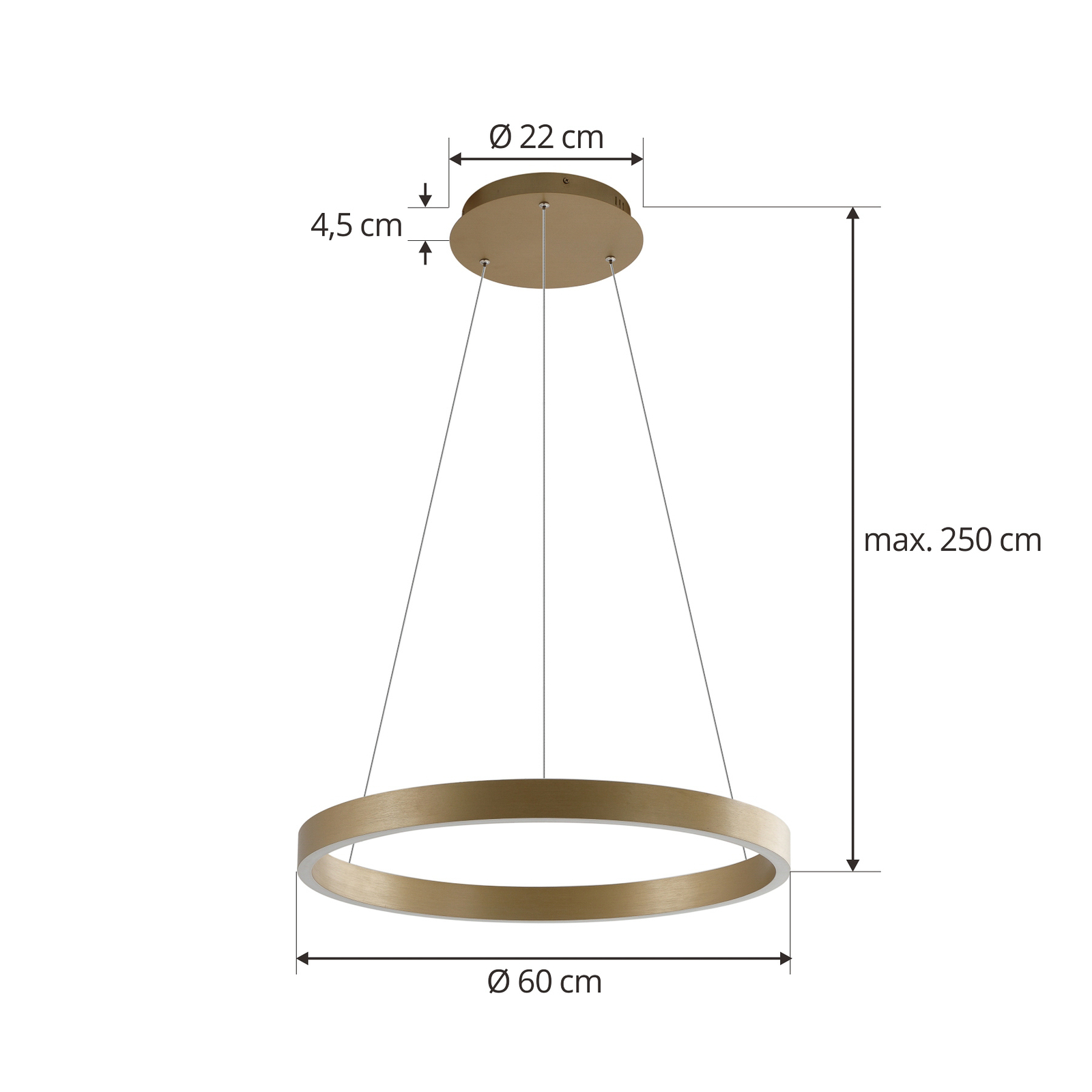 Lucande Smart LED hanglamp Yonam, goud, 1-lamp, Tuya