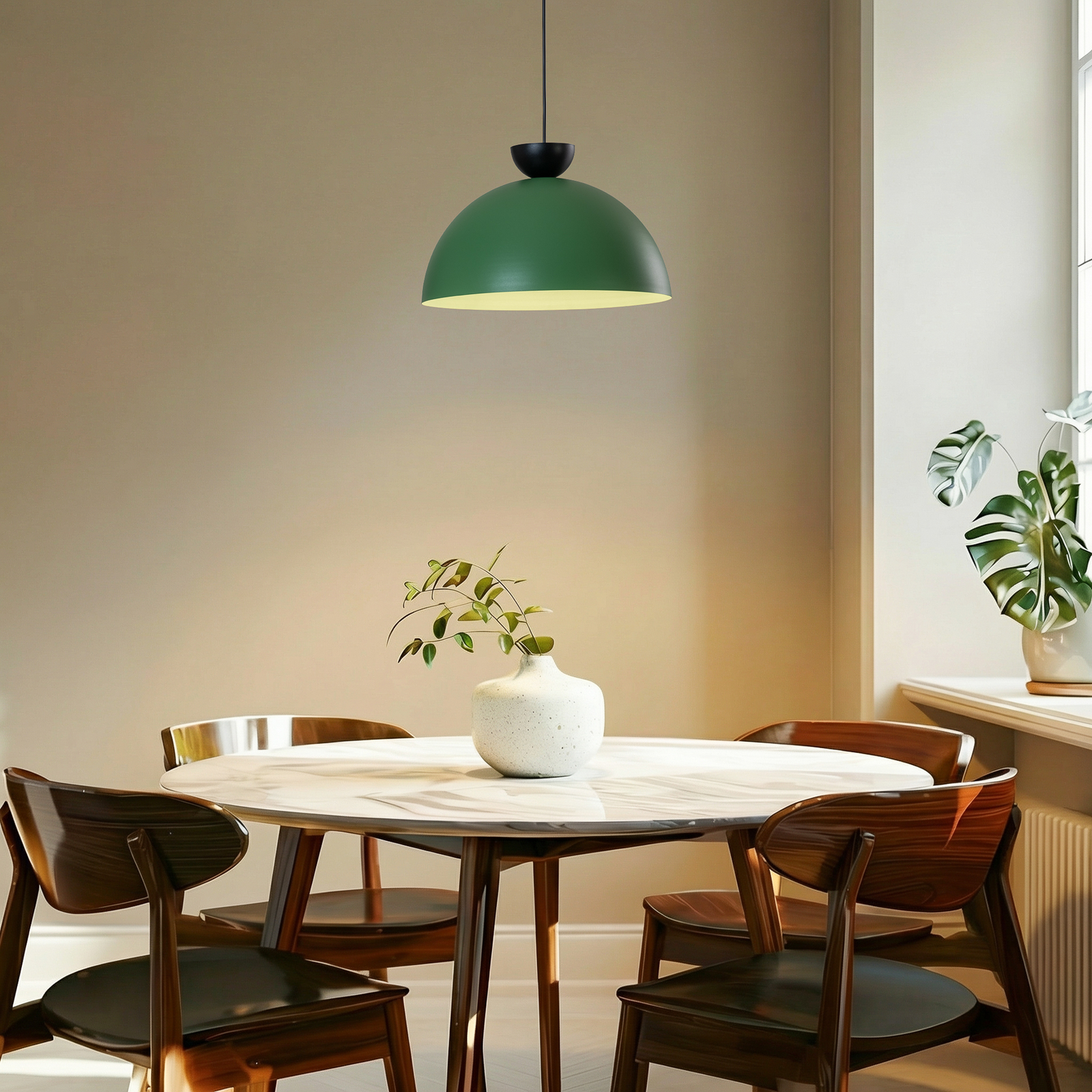 Lampa wisząca Lunaro, zielona, Ø 40 cm, metal