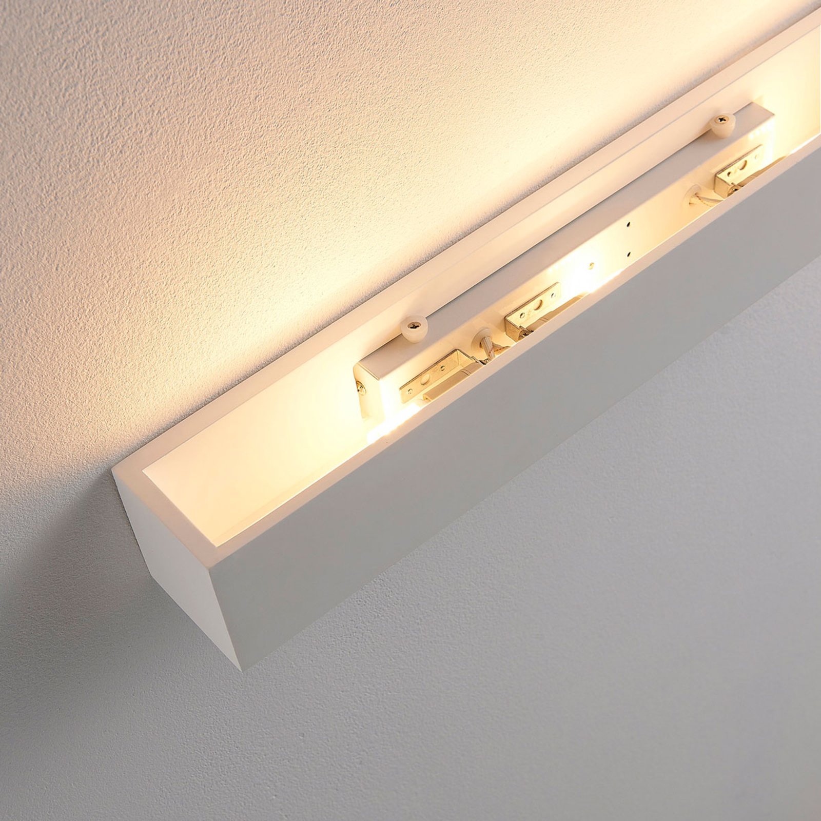 White LED plaster wall uplighter Santino, angular Lights.co.uk