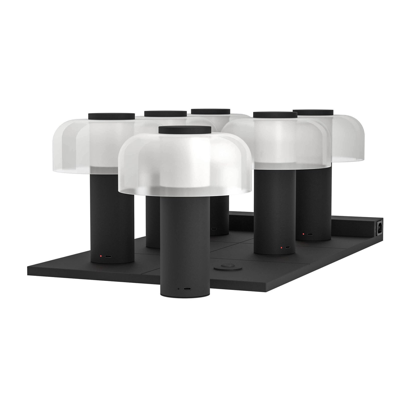 Candeeiro de mesa LED recarregável Ponente, Ø 16 cm, preto/branco, CCT