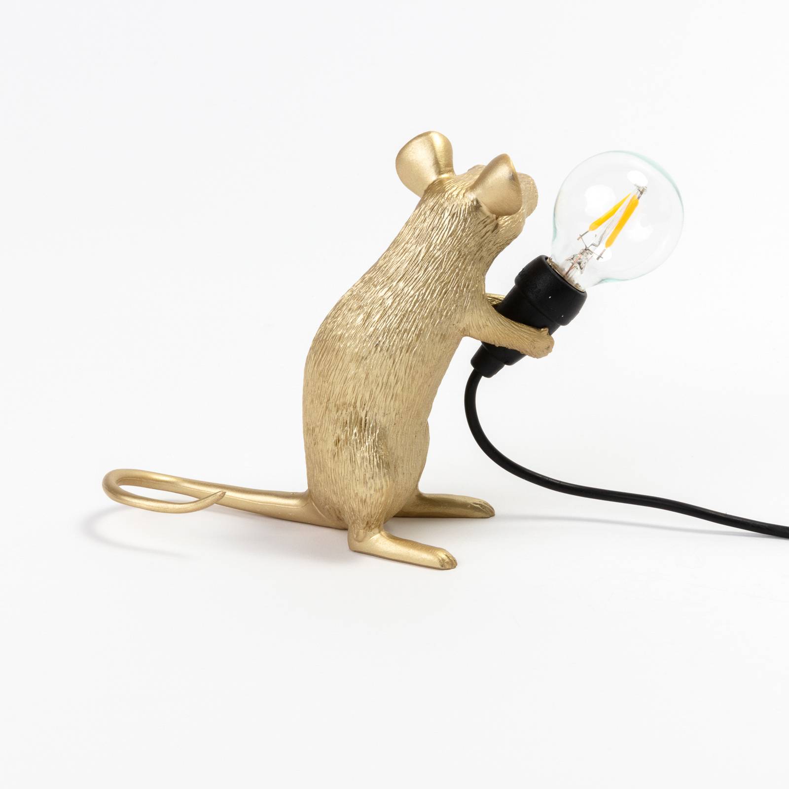 SELETTI Lampa myszka żarówka LED lampa dekoracyjna USB siedząca złota