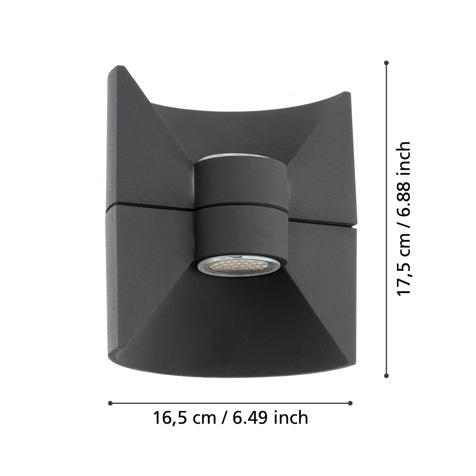 LED-Außenwandlampe Redondo, anthrazit, Höhe 17 cm, 2-flg.