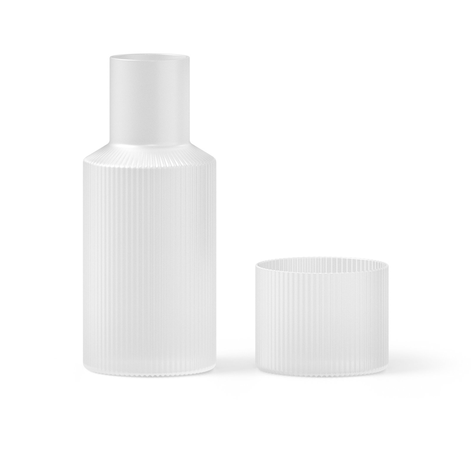 ferm LIVING carafe set Ripple Small, white, glass, 2-piece