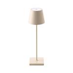 Nuindie LED oppladbar bordlampe, USB-C, beige, IP54, dimbar