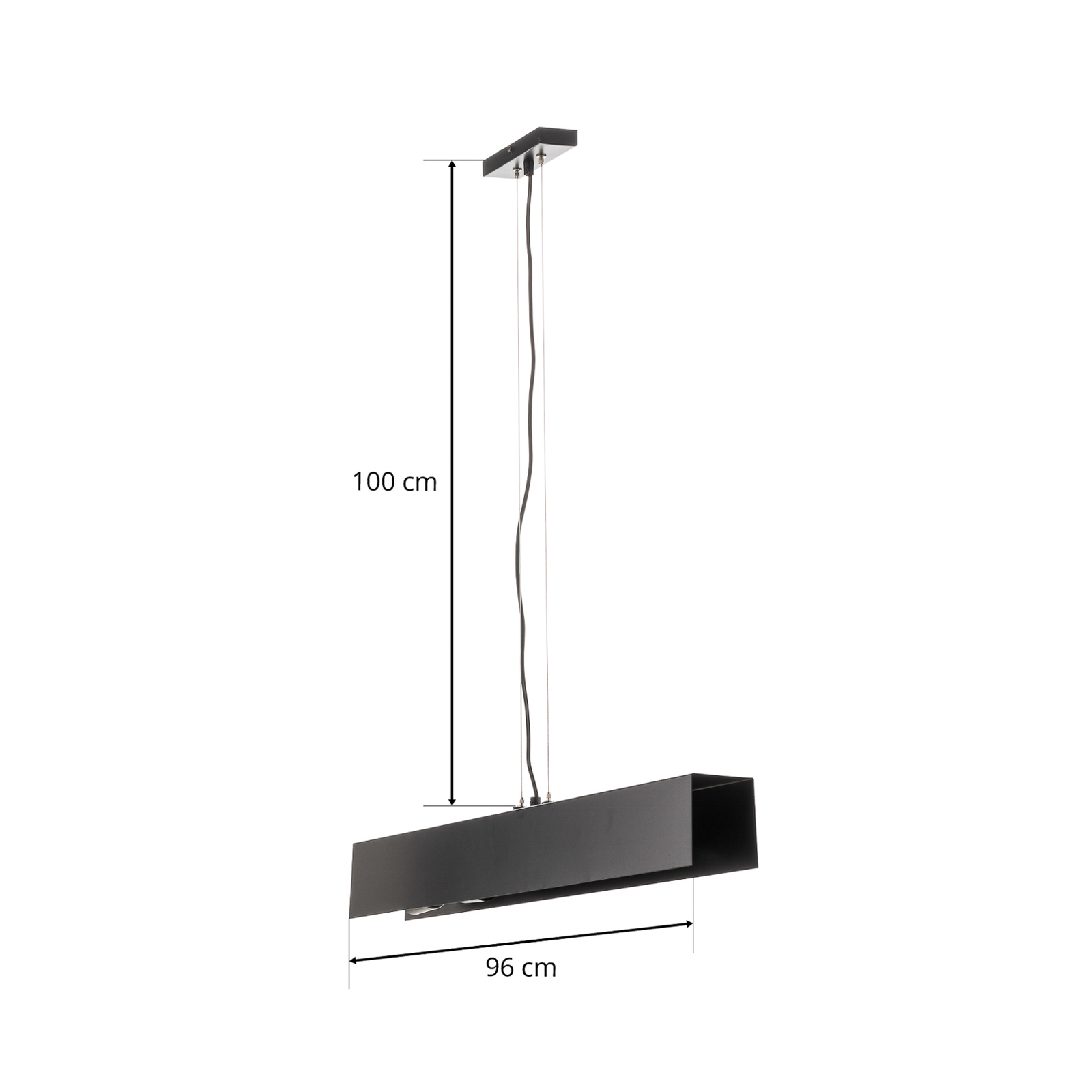 Hanglamp Gentor 4, lengte 96 cm in zwart