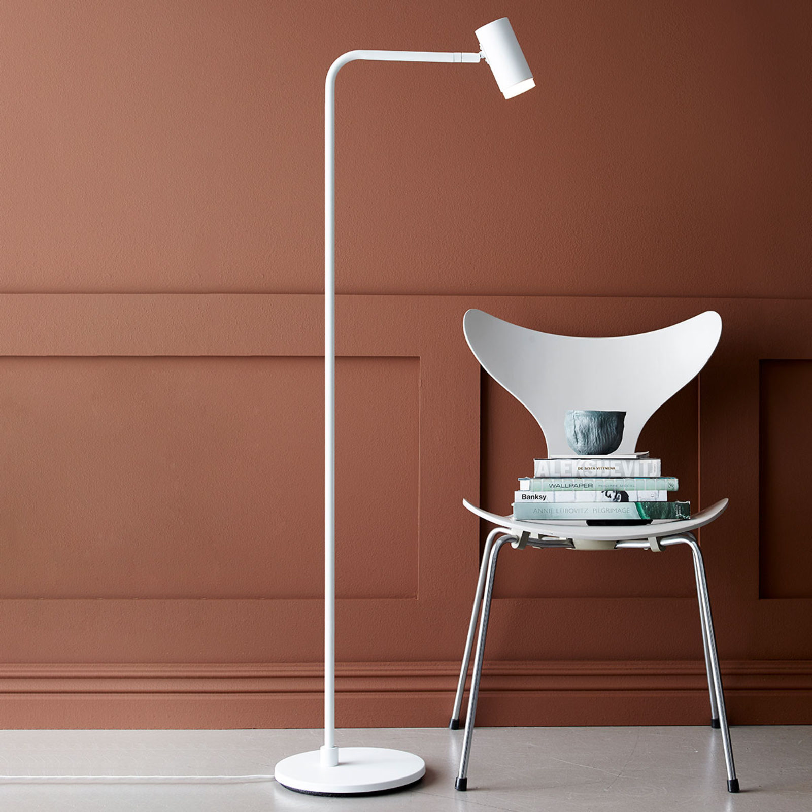 BELID Cato Q LED floor lamp with dimmer, white, for Living / Dining Room, metal, GU10, 10 W, energy efficiency: A+, H: 123.6 cm