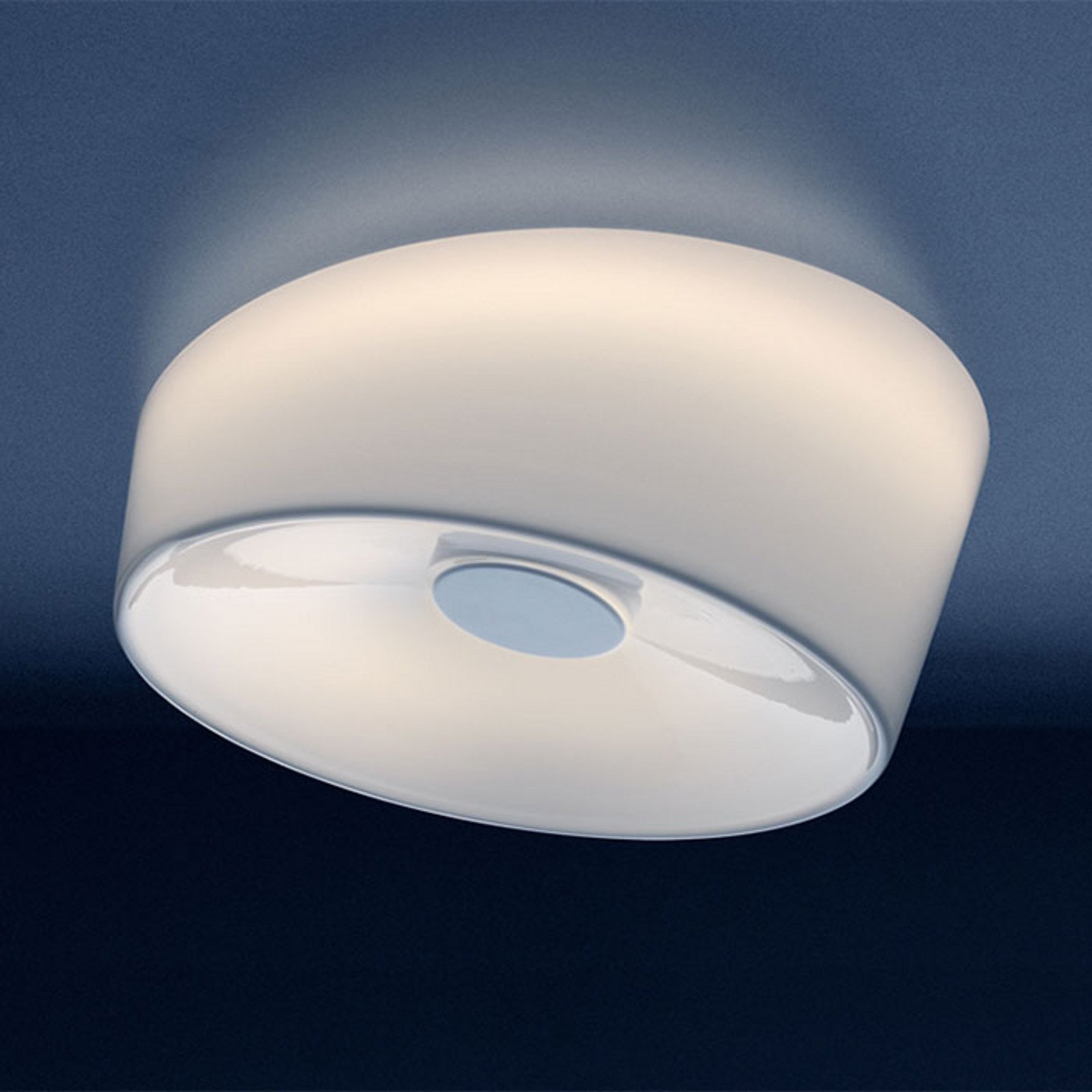 Foscarini Lumiere G9 plafonieră Ø 24 cm alb - Camera de zi / sufragerie - design - alb satinat - Sticlă