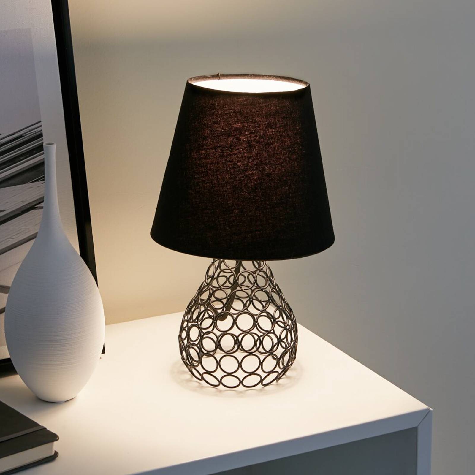 Pauleen Black Brilliance asztali lámpa fém alappal