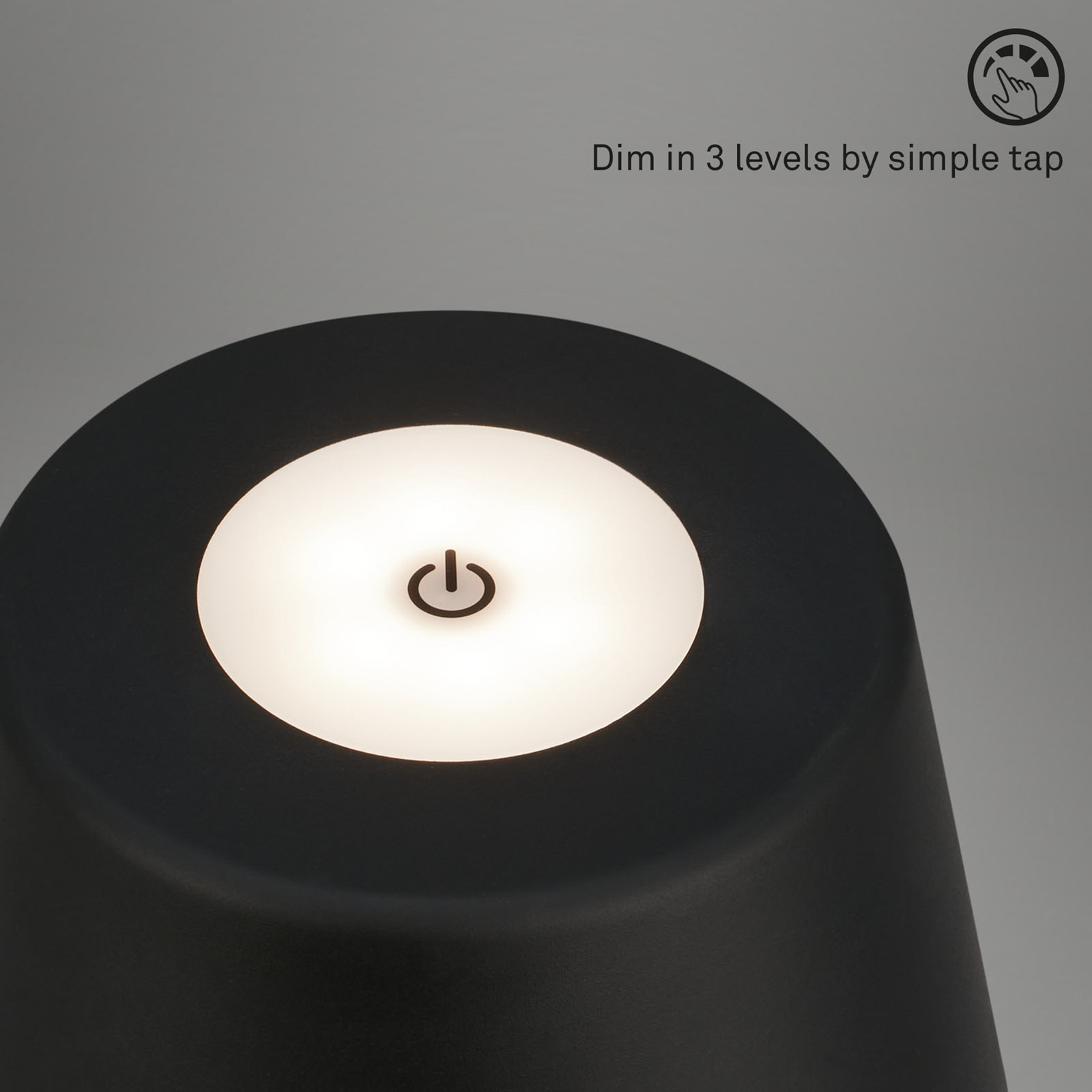 LED asztali lámpa Kihi, feltölthető akku, fekete