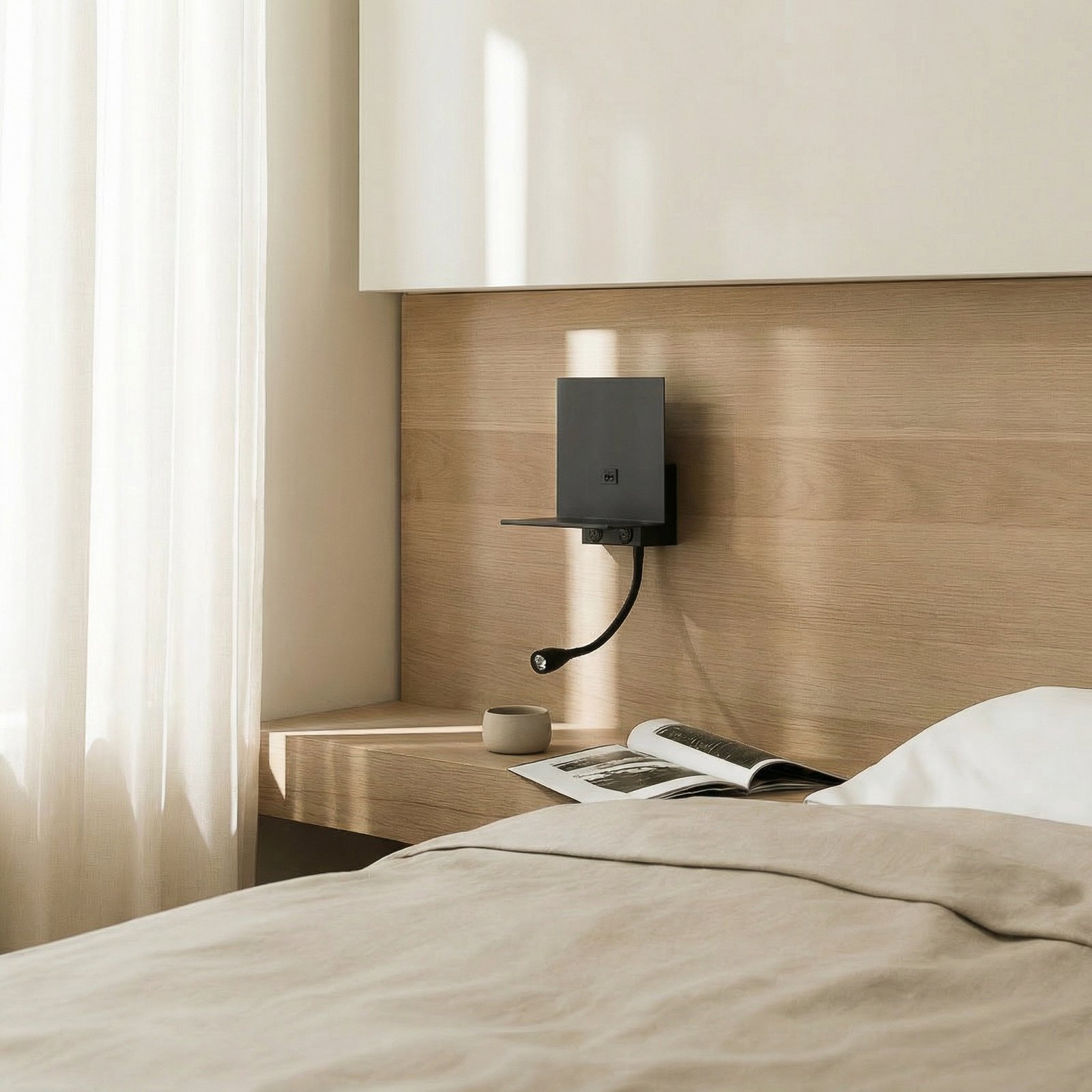 Lampka ścienna Lindby Thorid, czarna, USB, lampka do czytania LED, G9 Lampka ścienna Lindby Thorid, czarna, USB, lampka do czytania LED, G9