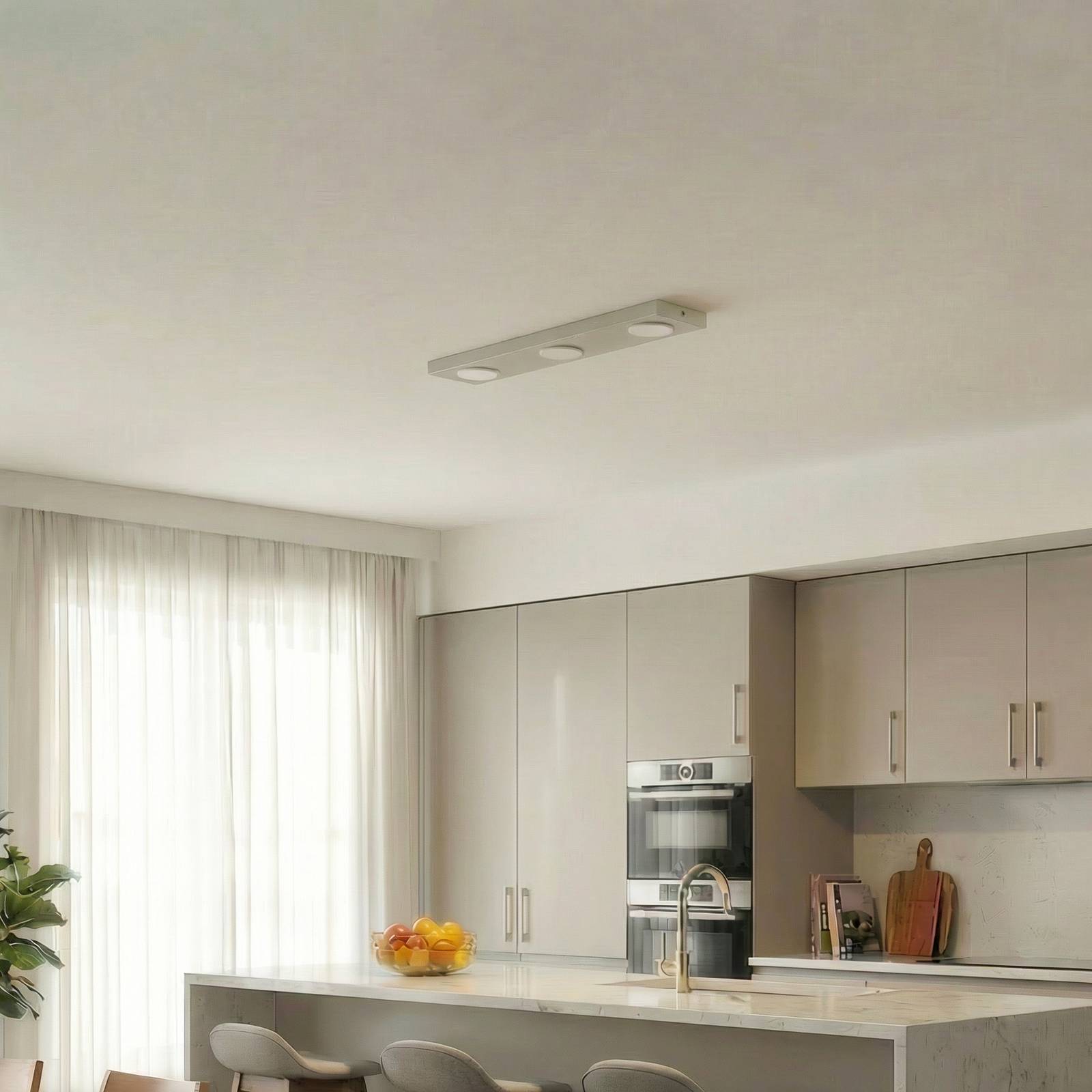  Sigma Deckenlampe Hero Grau-beige, 55 X 12 Cm, 3-fl., Metall Gx53 