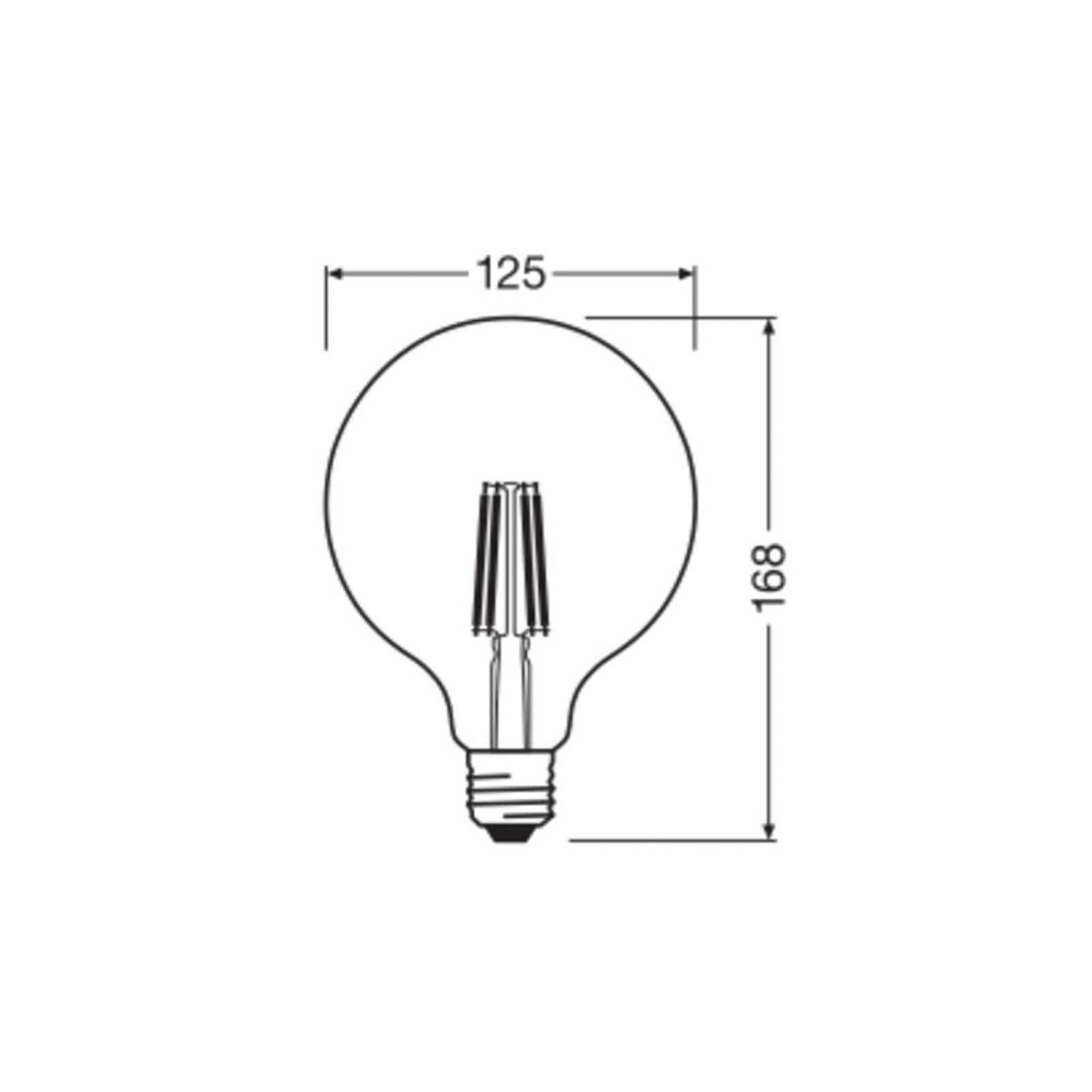 OSRAM LED žárovka Globe G125 E27 7,2W Filament 4 000K