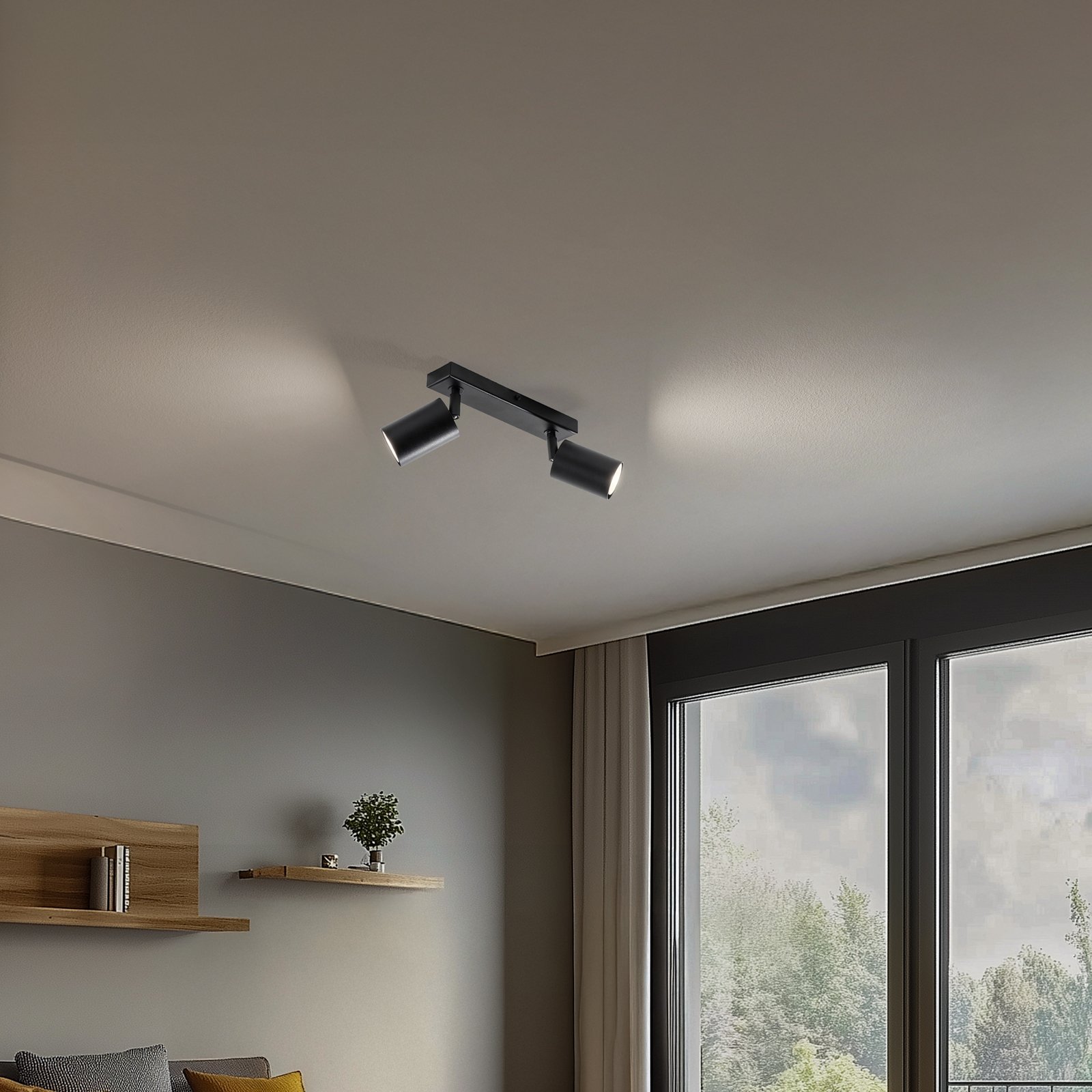 Zoom ceiling spotlight, 2-bulb, black