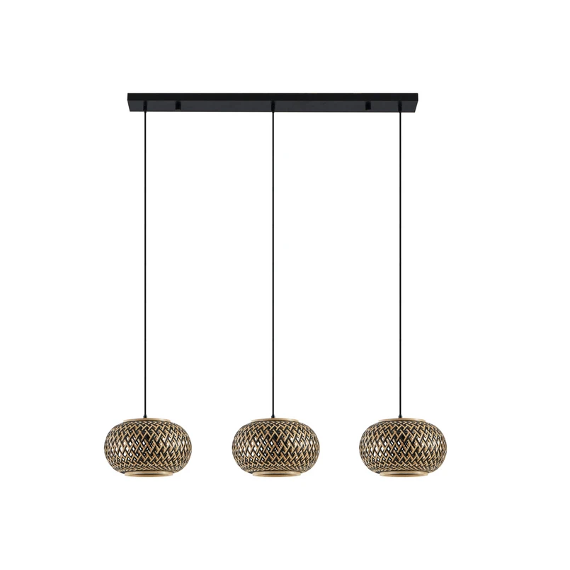 Lindby – Nerys 3 Pendelleuchte Black/Wood
