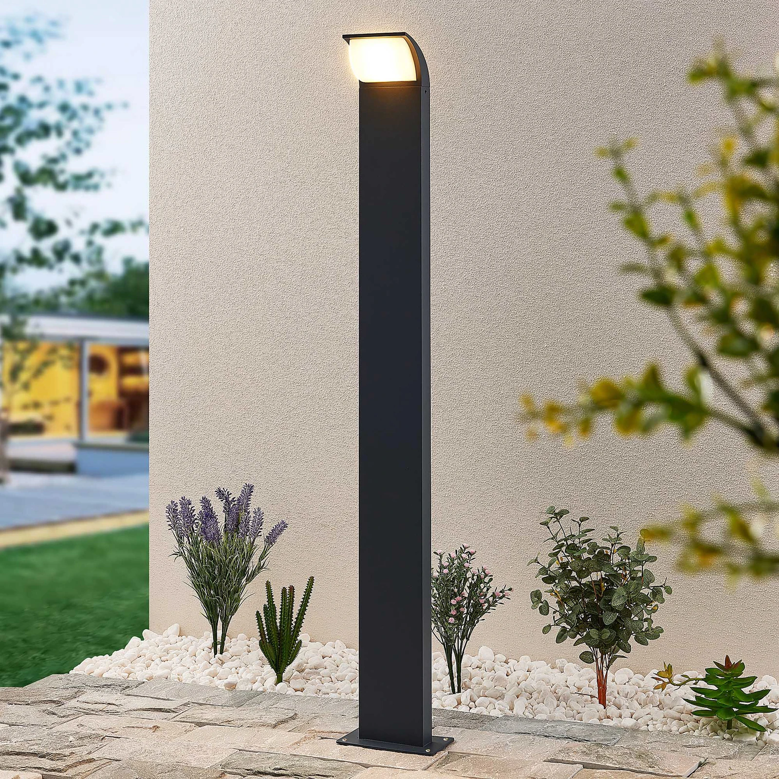 Lucande Paletto Luminoso LED Segnapassi in alluminio, Grigio Antracite