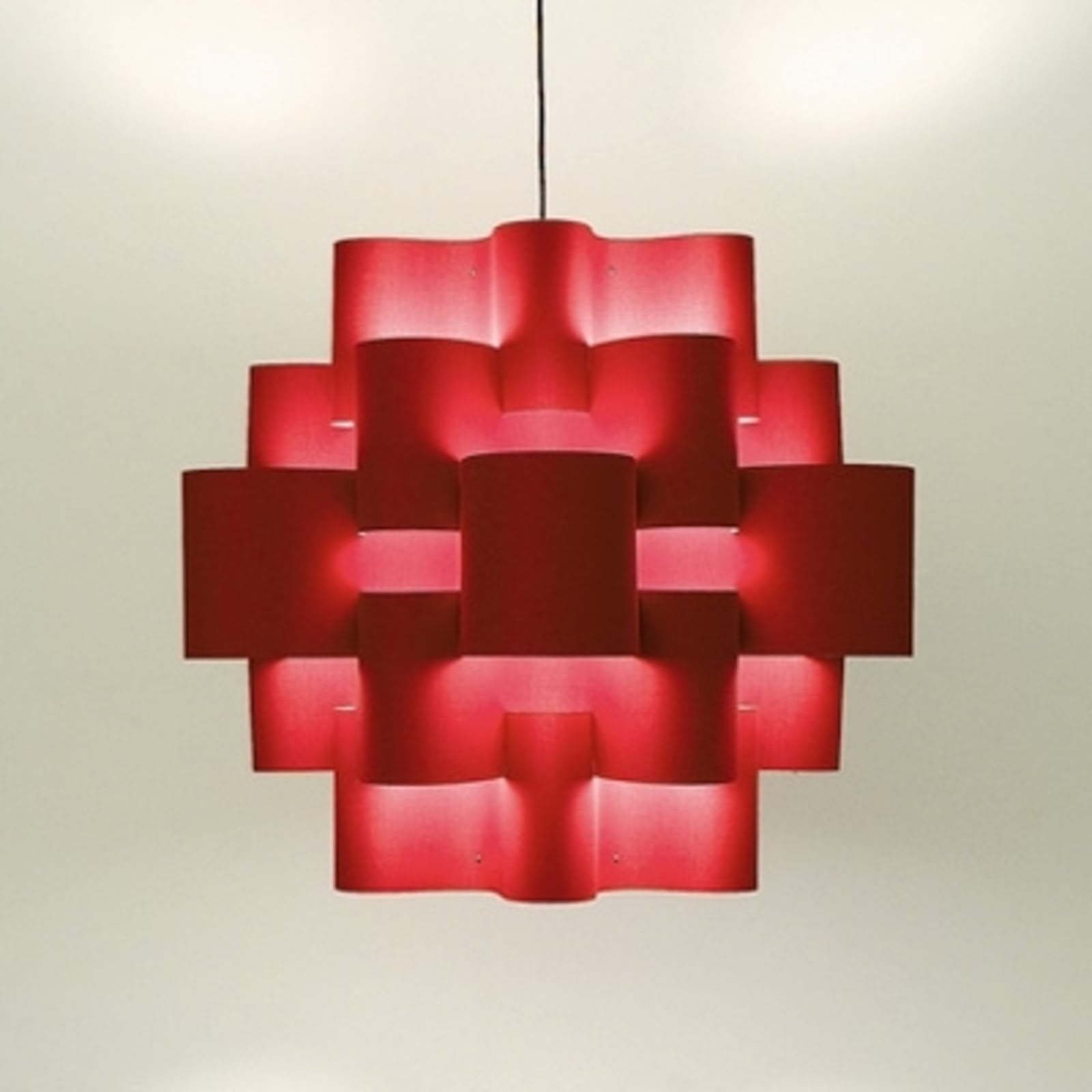 Karboxx Red Sun impressive hanging light in warm red, for Living / Dining Room, carbon, fabric, metal, E27, 250 W, energy efficiency: A++