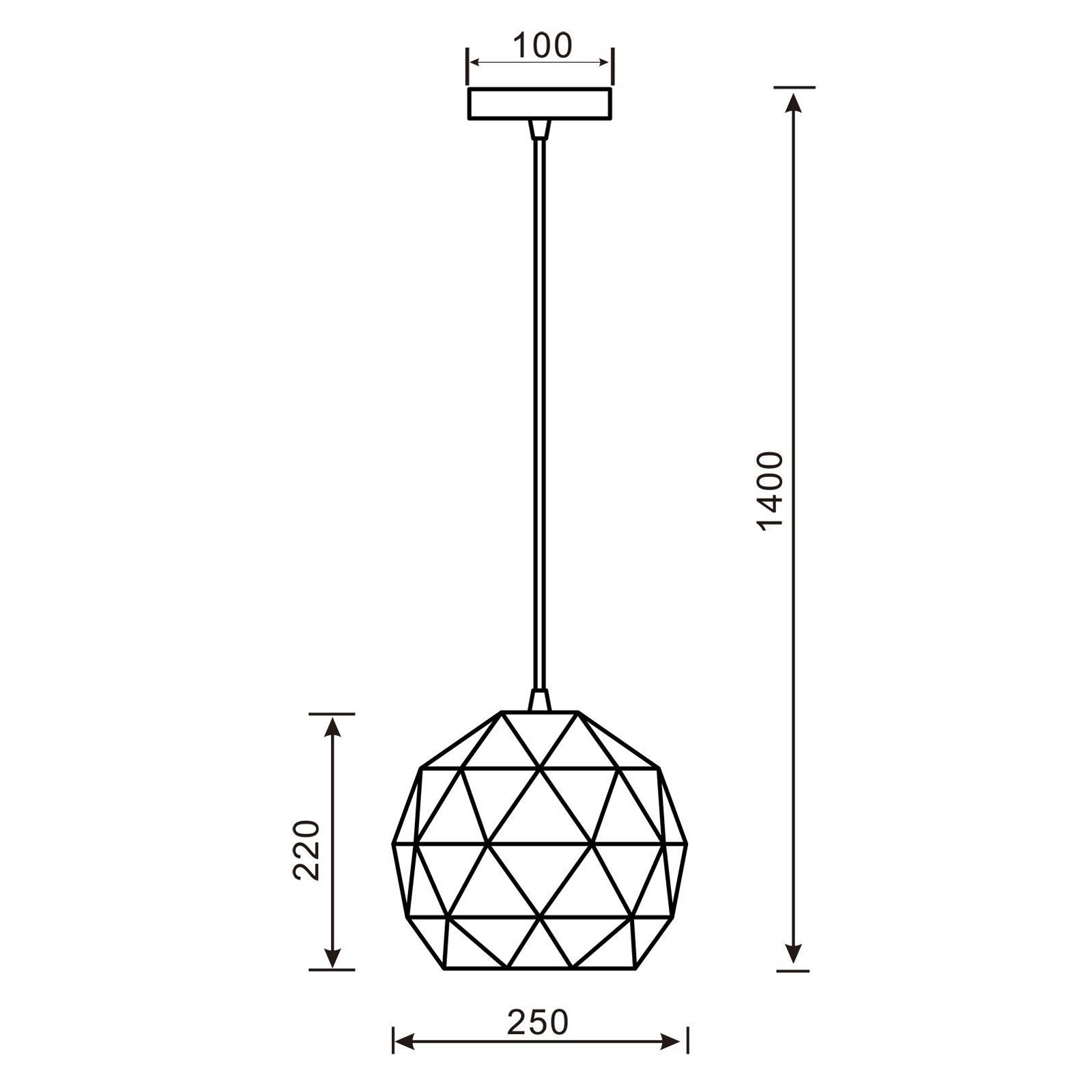 Závesné svietidlo Asterope, Ø 25 cm, okrúhle, čierne