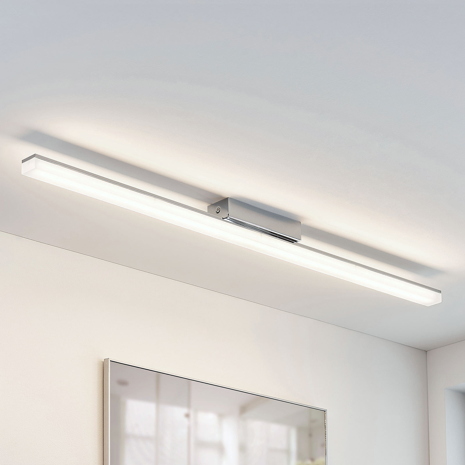 Lindby plafonieră LED pentru baie Levke 100 cm dimabil IP44 - Modern - alb crom - Metal