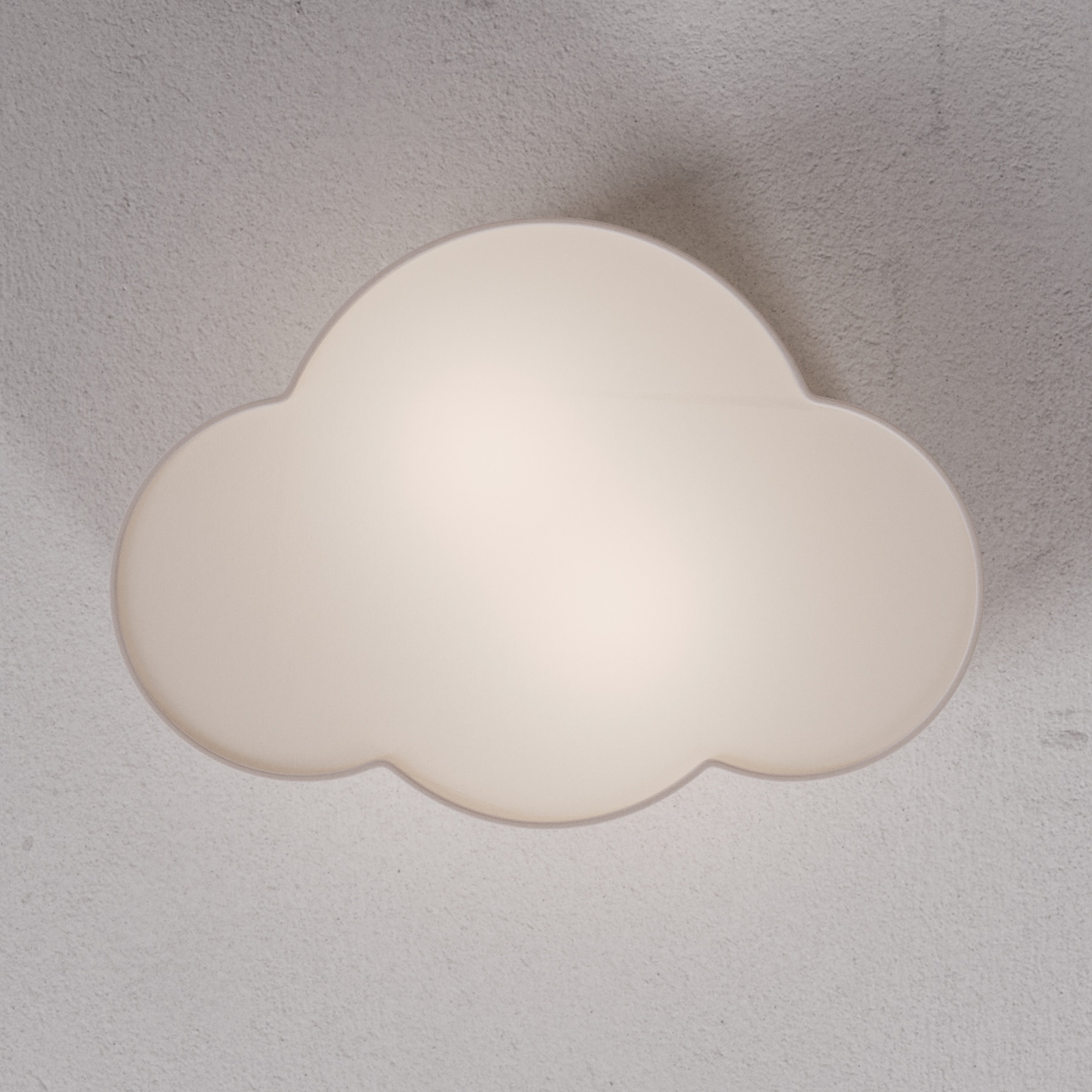 Cloud ceiling light made of textile, length 41 cm, grey
