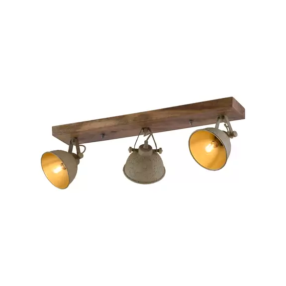 Lampenwelt Deckenlampe Samia 3-flg., Holz, beige strukturiert