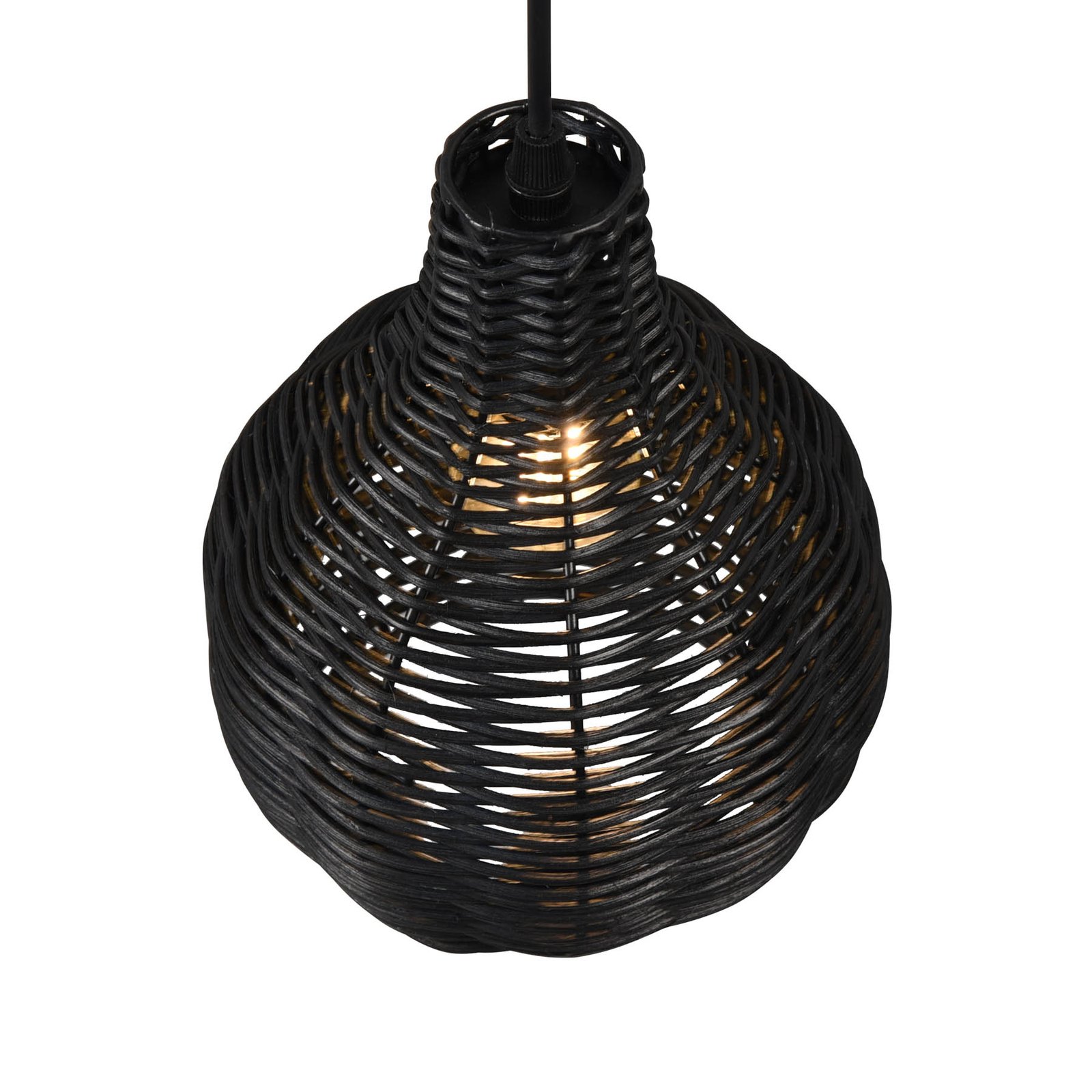 Hanglamp Sprout van rotan, 1-lamp, zwart