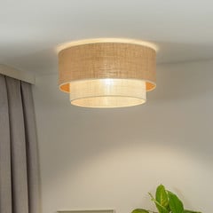 Euluna таванска лампа Boho Jute, натурално кафяво/бяло, Ø 60 cm
