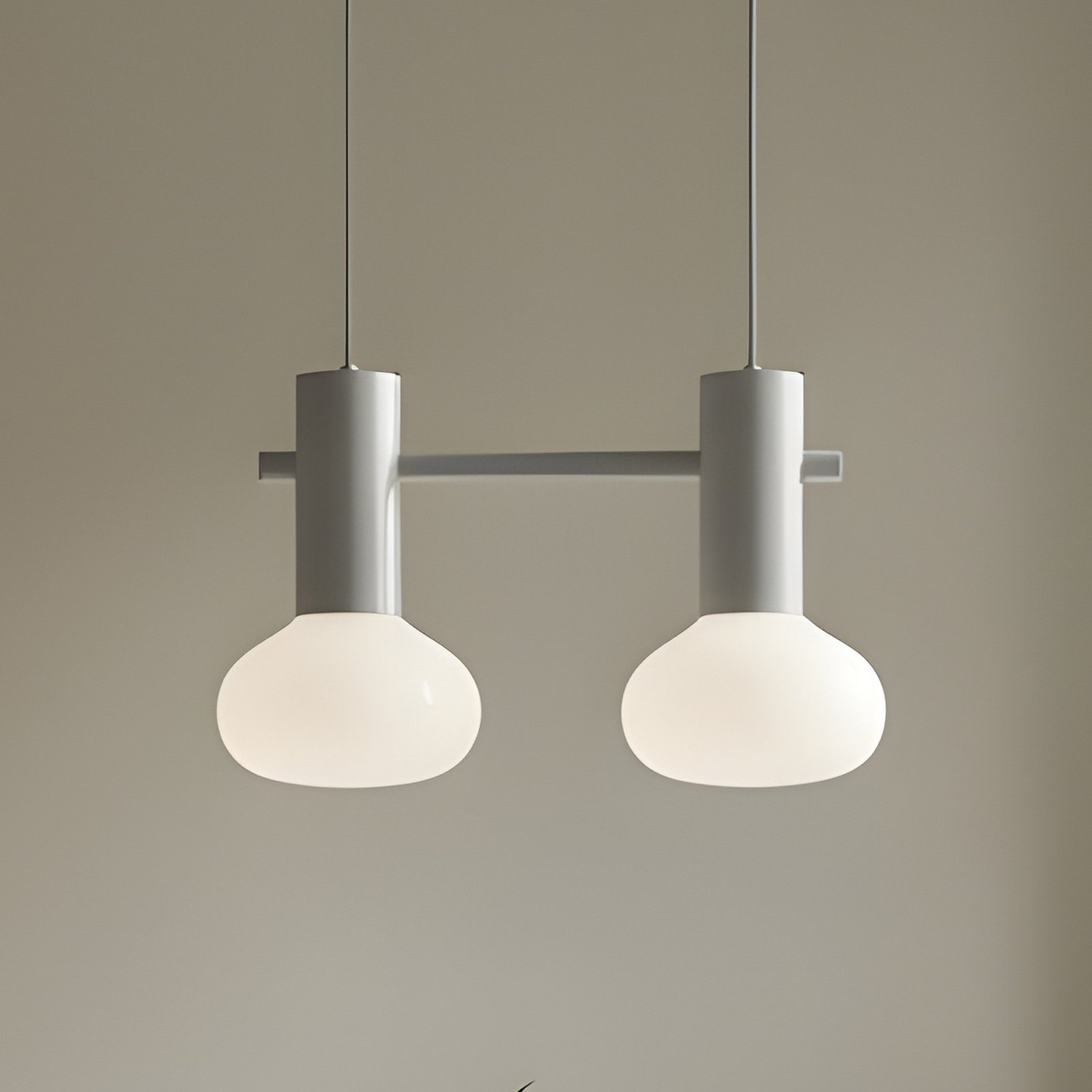 Hängeleuchte Flo, grau, 2-flammig, Glas