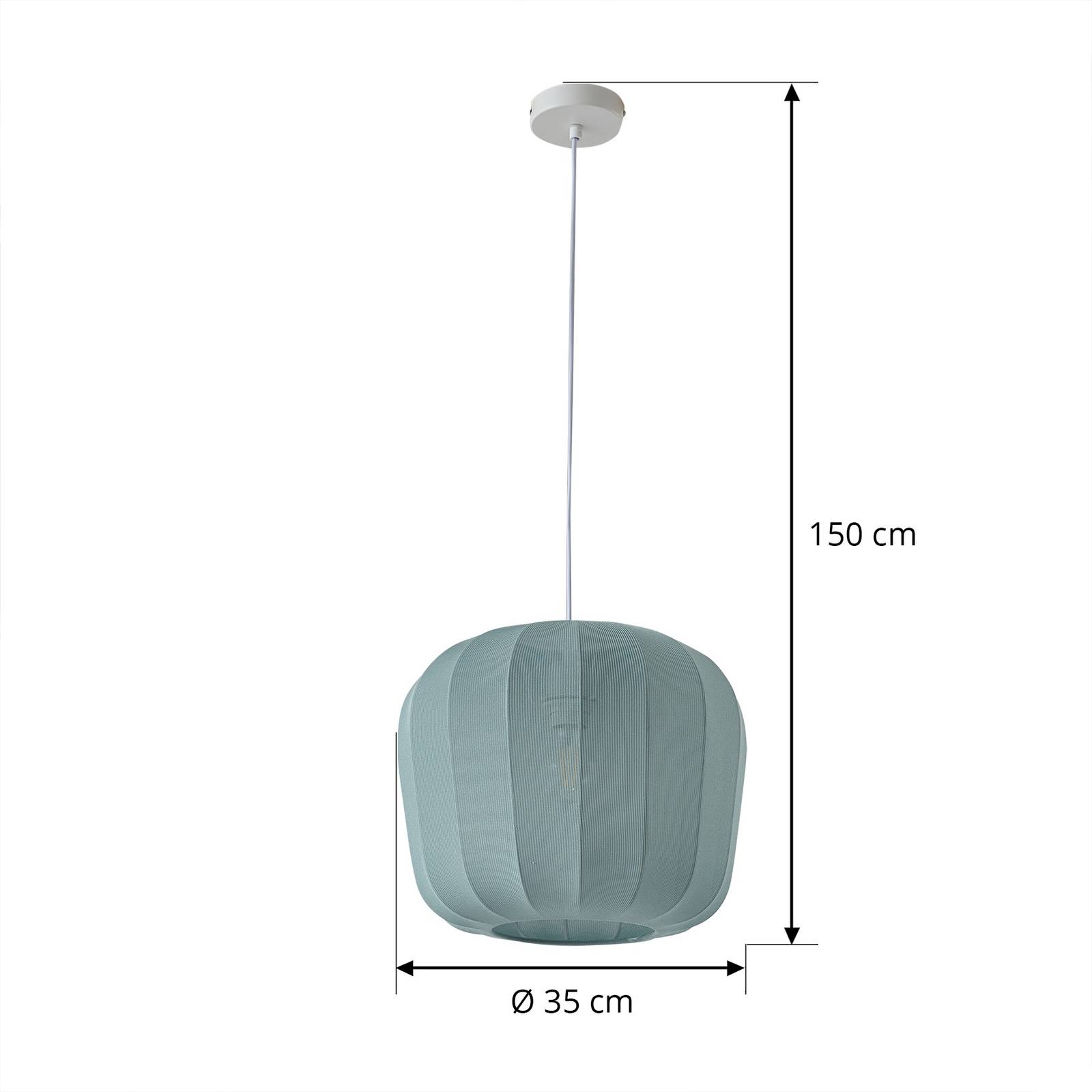 Lampa wisząca Helin marki Lindby, niebieska, Ø 35 cm, tkanina