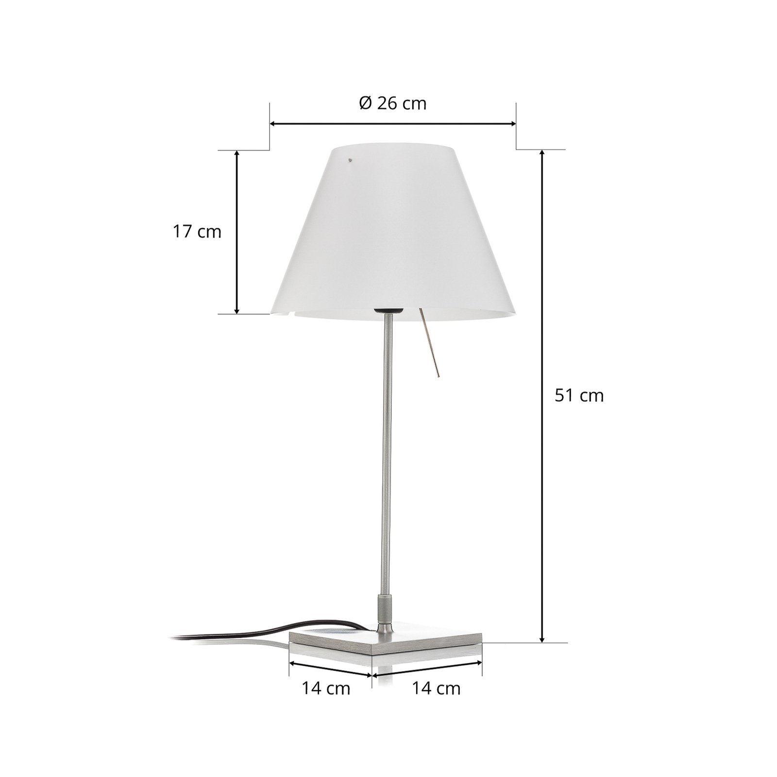 Luceplan Costanzina bordlampe alu, hvid