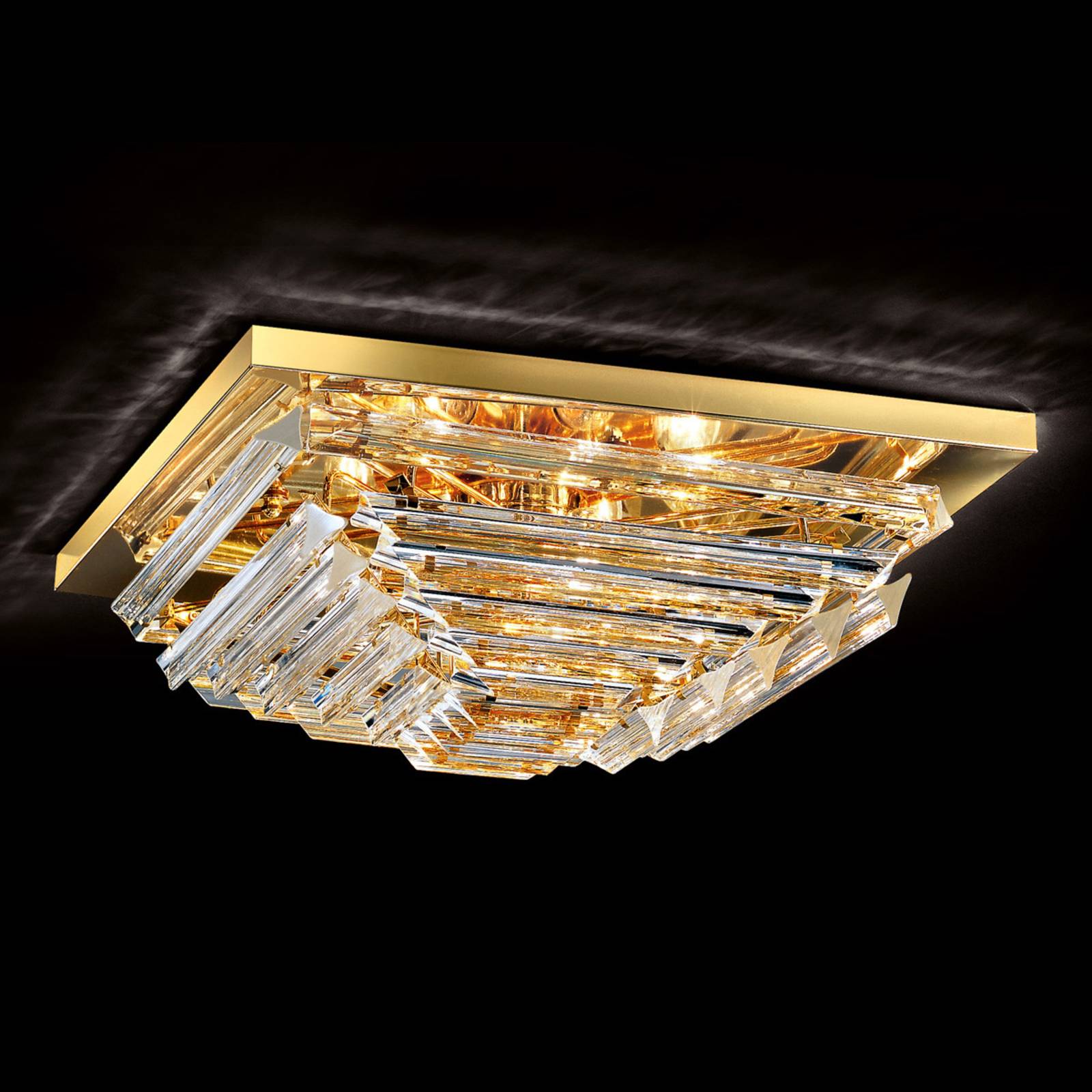 Vergulde kristallen plafondlamp Losanghe, 55 cm