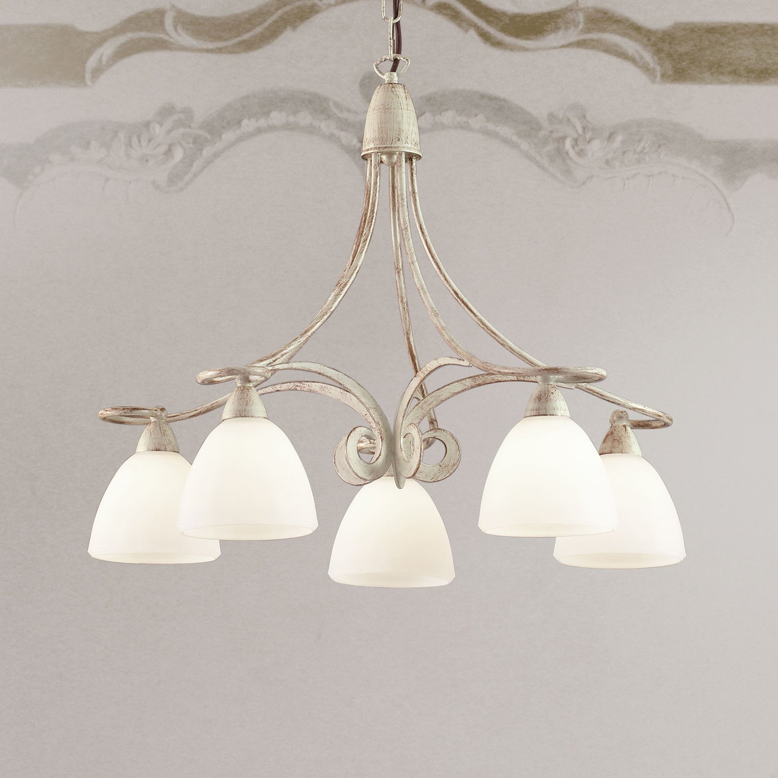 1730/5 chandelier, 5-bulb, ivory