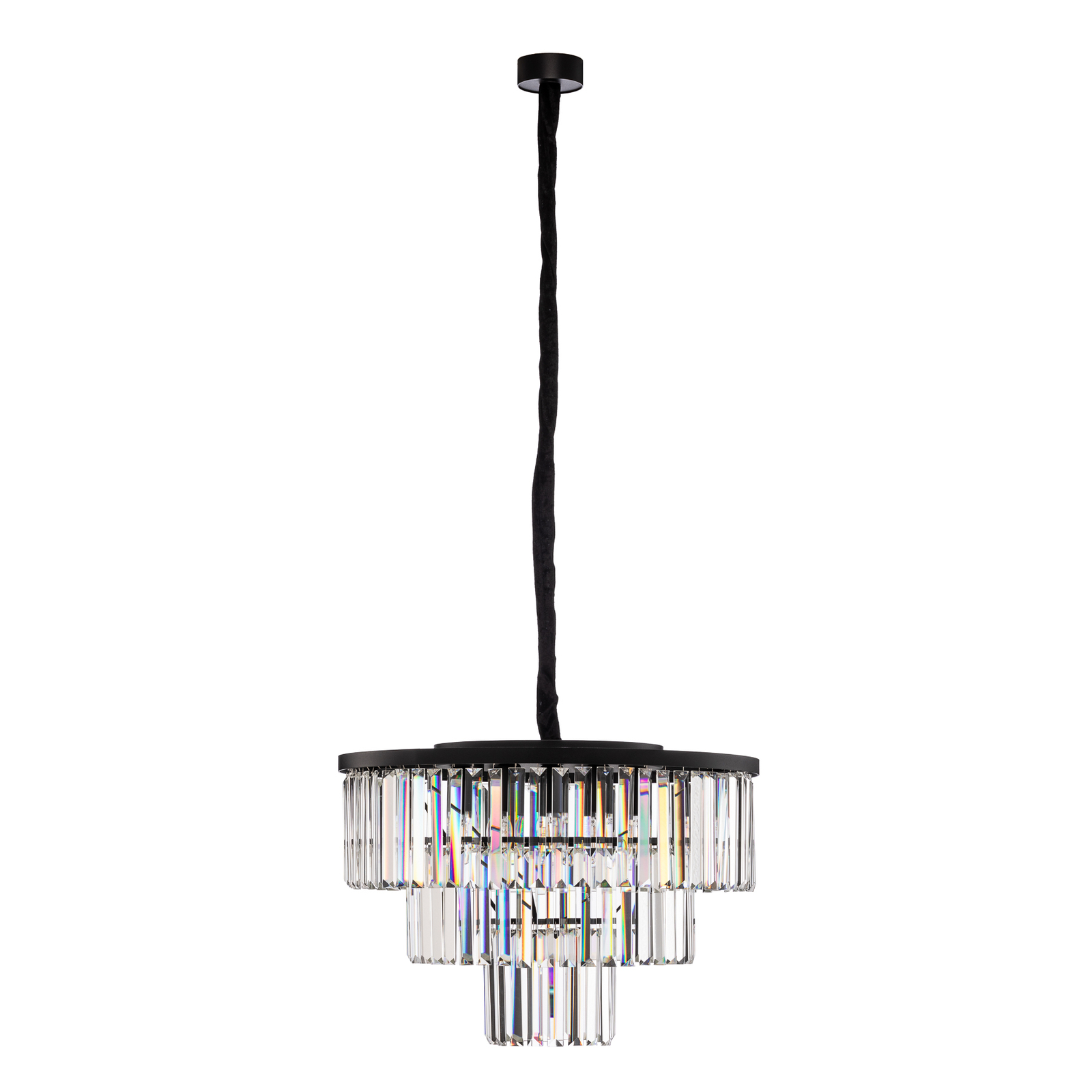 Hanglamp Cristal, transparant/zwart, Ø 56 cm