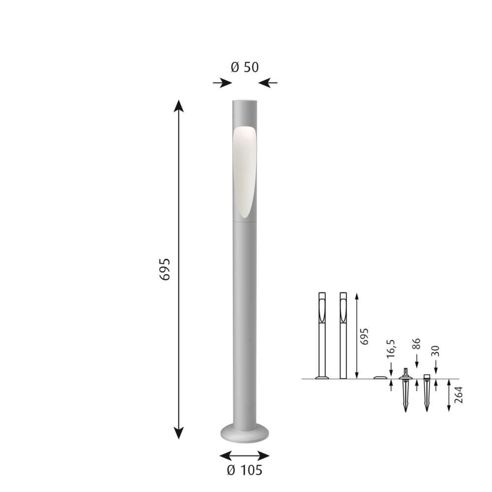 Flindt Garden Lámpara Jardín Long LED 2700K Alu con Base - Louis Poulsen