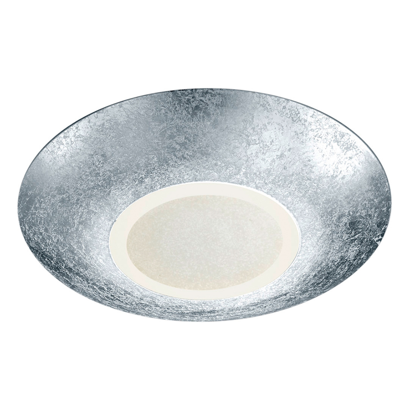 Trio Lighting Silver-coloured LED ceiling light Chiros Round, for Living / Dining Room, metal, glass, energy efficiency: A, H: 6 cm