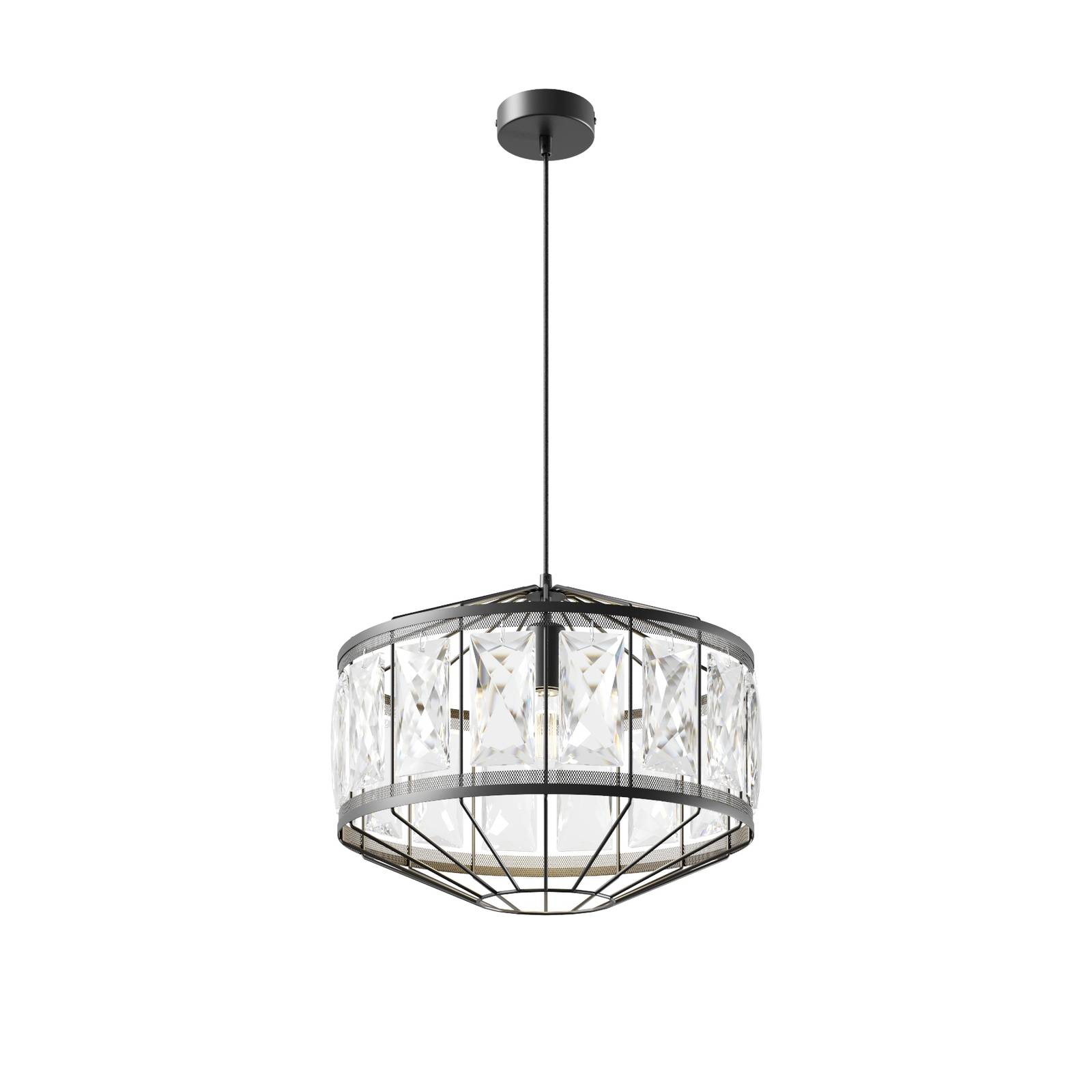 Hängeleuchte Elegance, schwarz, geschliffenes Glas