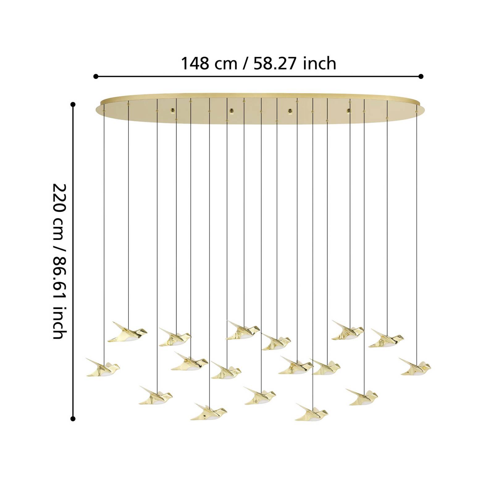 EGLO Stars Of Light LED-Hängelampe Paratebueno messing 17-fl günstig online kaufen