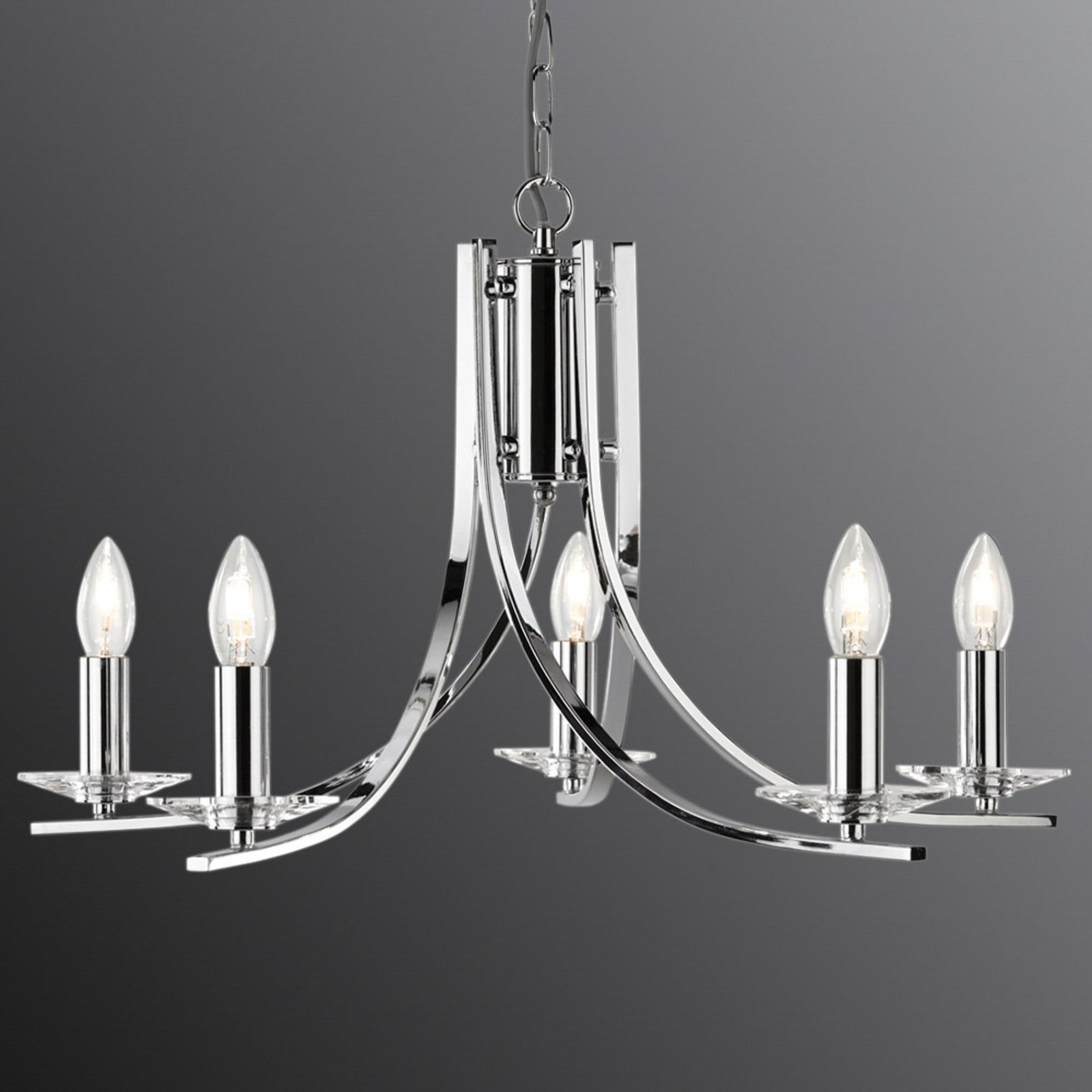 Elegant 5-bulb Ascona chrome hanging light