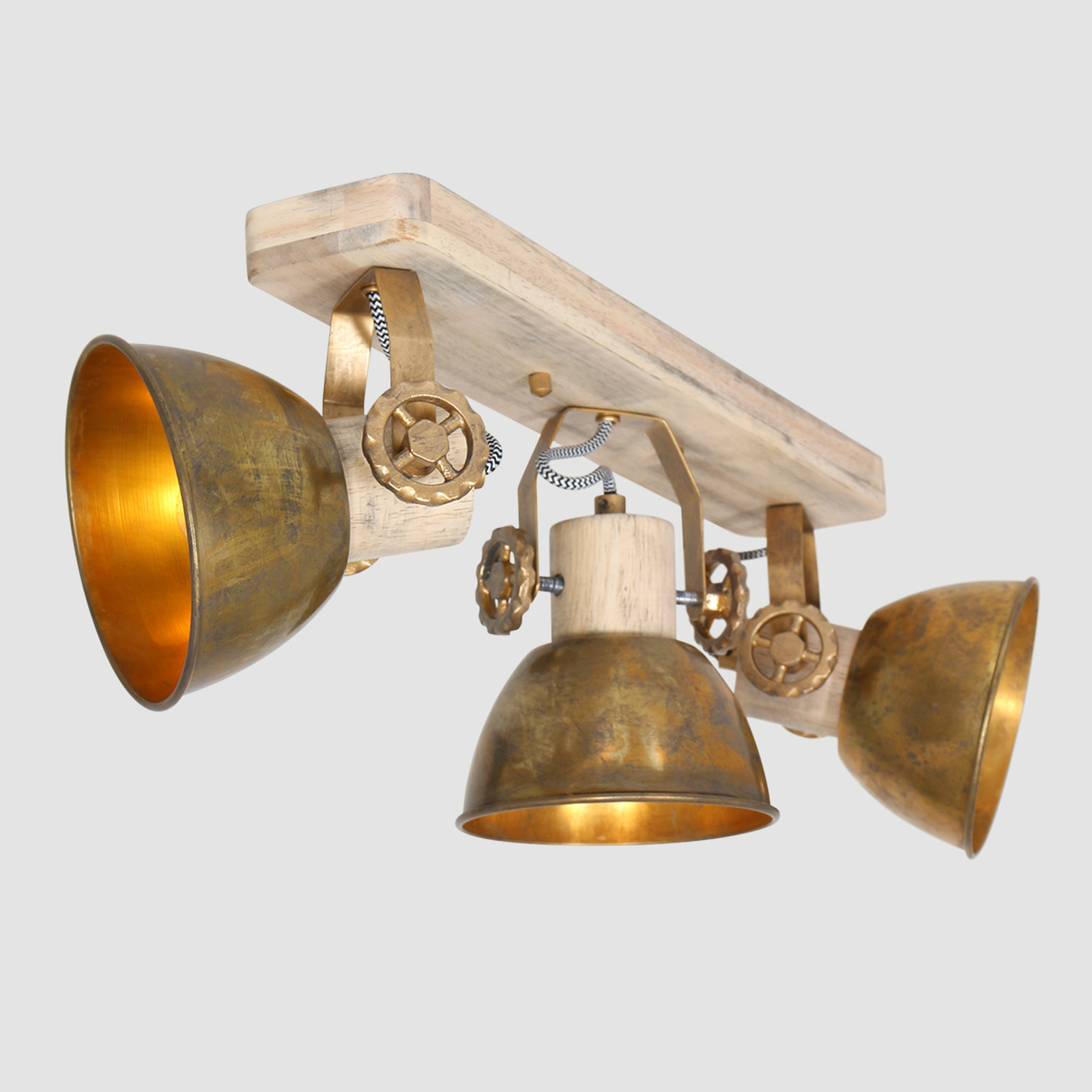 Spot pour plafond Gearwood, 3 lampes bronze