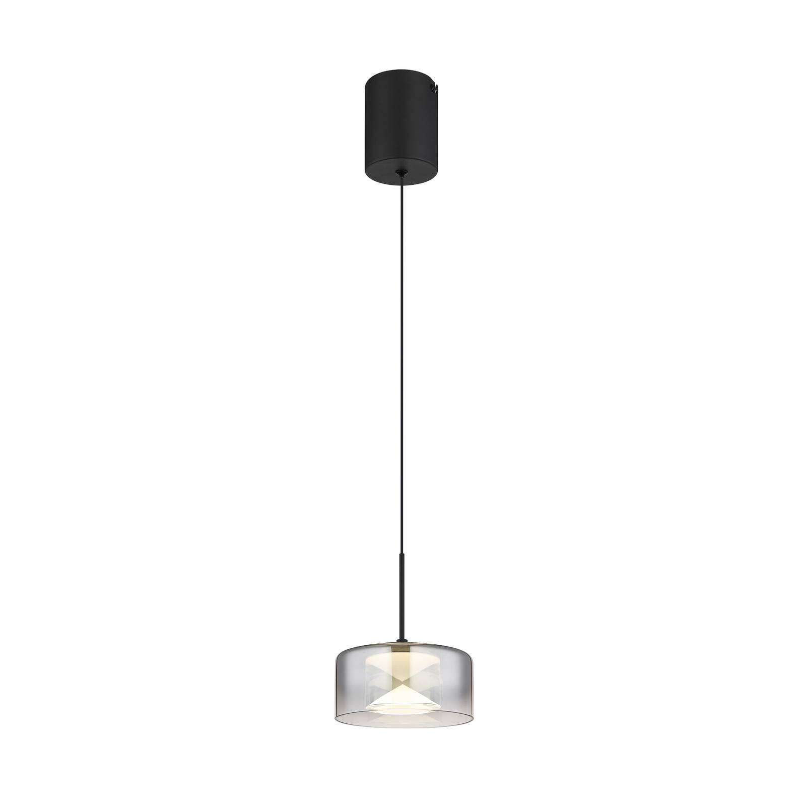 LED-Hängeleuchte Belinda, Ø 15 cm, rauchgrau, Glas