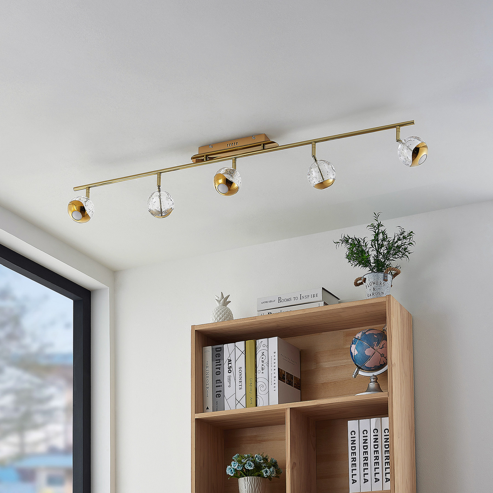 Lucande Kilio LED-takspot, 5 lyskilder, gull