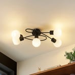 Lindby ceiling lamp Elaina, 66 cm, 5-bulb, black/white, E14
