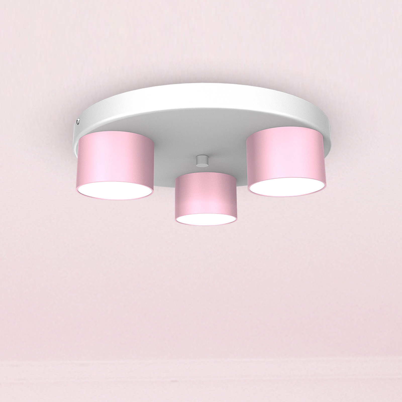 Interpreteren Aanbeveling Amfibisch Plafondlamp Cloudy rond 3-lamps roze | Lampen24.be