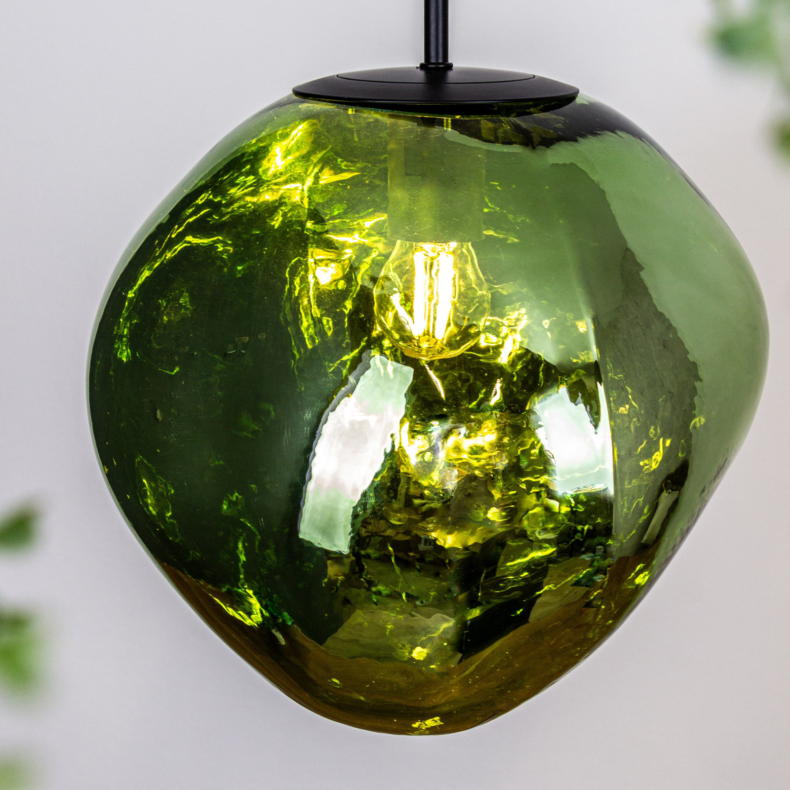 Canopus pendant light, green, Ø 28 cm, glass, E27